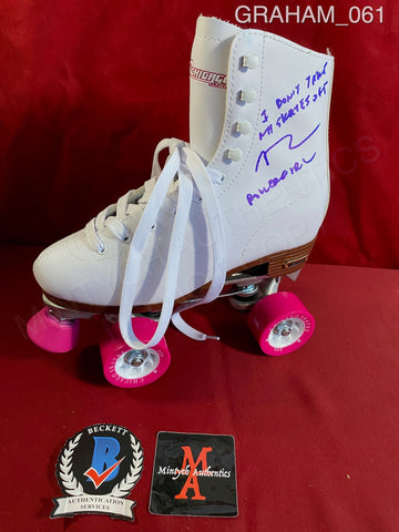 GRAHAM_061 - Full Size White Roller Skate Autographed By Heather Graham