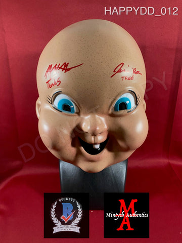 HAPPYDD_012 - Happy Death Day Trick Or Treat Studios Mask Autographed By Jessica Rothe & Rob Mello