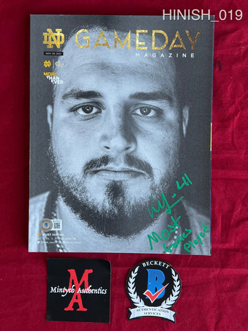 HINISH_019 - Notre Dame Offical Program Autographed By Kurt Hinish