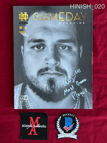 HINISH_020 - Notre Dame Offical Program Autographed By Kurt Hinish