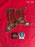 INK_537 - Red Marble Strat Pickguard Autographed By Ice Nine Kills