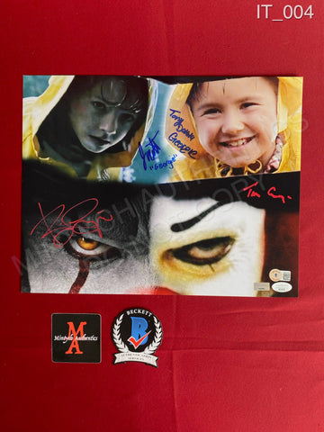 IT_004 - 11x14 Photo Autographed By Bill Skarsgard,Tim Curry, Jackson Robert Scott & Tony Dakota