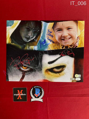 IT_006 - 11x14 Photo Autographed By Bill Skarsgard,Tim Curry, Jackson Robert Scott & Tony Dakota