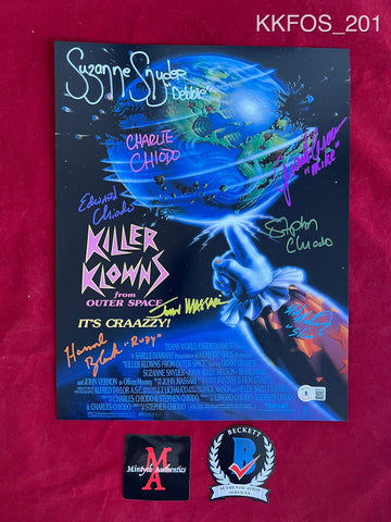 KKFOS_201 - 11x14 Photo Autographed By EIGHT Killer Klowns From Outer Space Cast Members