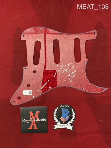 MEAT_108 - Red Marble Strat  Pickguard Autographed By Meatloaf