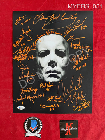 MYERS_051 - 11x14 Photo Autographed By SIXTEEN Michael Myers Actors