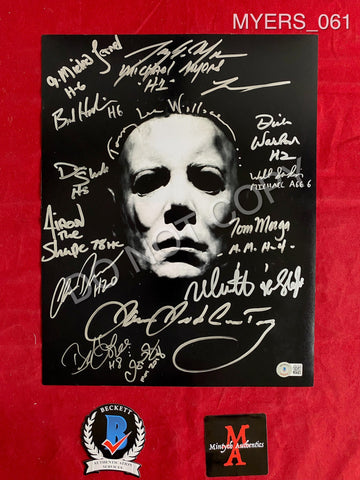 MYERS_061 - 11x14 Photo Autographed By FIFTEEN Michael Myers Actors