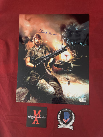 NORRIS_019 - 11x14 Metallic Photo Autographed By Chuck Norris