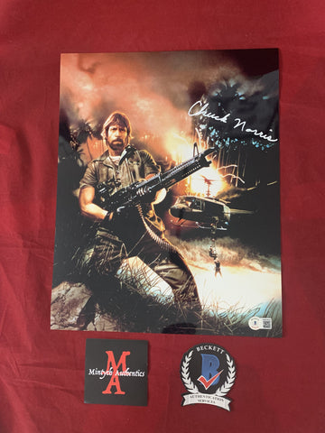 NORRIS_026 - 11x14 Metallic Photo Autographed By Chuck Norris