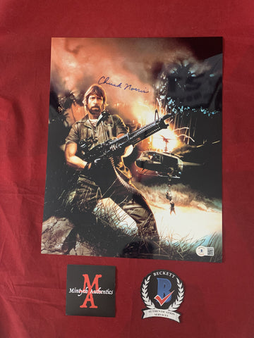 NORRIS_029 - 11x14 Metallic Photo Autographed By Chuck Norris