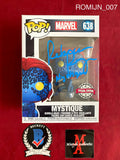 ROMIJN_007 - Marvel 638 Mystique Metallic Special Edition Funko Pop! Autographed By Rebecca Romijn