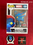 ROMIJN_014 - Marvel 638 Mystique Metallic Special Edition Funko Pop! Autographed By Rebecca Romijn