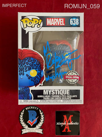 ROMIJN_059 - Marvel 638 Mystique Metallic Special Edition Funko Pop! (IMPERFECT) Autographed By Rebecca Romijn