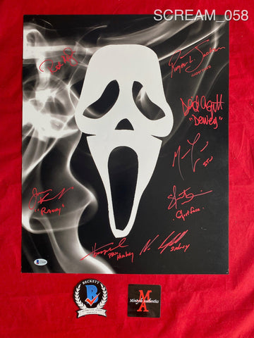 SCREAM_058 - 16x20 Photo Autographed By (8) Rose McGowan, Neve Campbell, Matthew Lillard, Skeet Ulrich, Roger Jackson, Jamie Kennedy, David Arquette & Henry Winkler