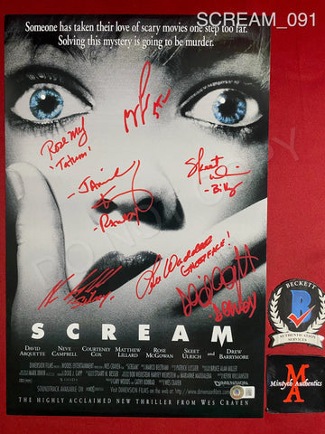 SCREAM_091 - 11x17 Photo Autographed By (7) Neve Campbell, Matthew Lillard, Skeet Ulrich, Jamie Kennedy, Rose McGowan, David Arquette & Lee Waddell