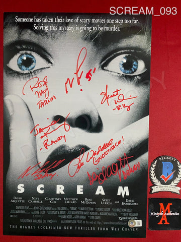 SCREAM_093 - 11x17 Photo Autographed By (7) Neve Campbell, Matthew Lillard, Skeet Ulrich, Jamie Kennedy, Rose McGowan, David Arquette & Lee Waddell