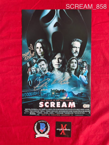 SCREAM_858 - 11x17 Photo Autographed By Jack Quaid, Neve Campbell & Mikey Madison