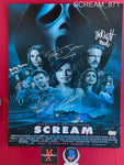 SCREAM_871 - 16x20 Photo Autographed By Jack Quaid, Neve Campbell, Mikey Madison, David Arquette & Roger Jackson