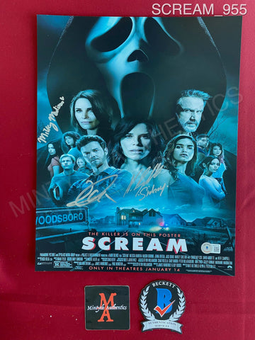 SCREAM_955 - 11x14 Photo Autographed By Jack Quaid, Mikey Madison & Neve Campbell
