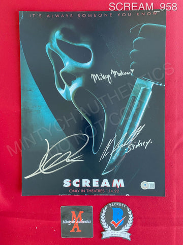 SCREAM_958 - 11x14 Photo Autographed By Jack Quaid, Mikey Madison & Neve Campbell