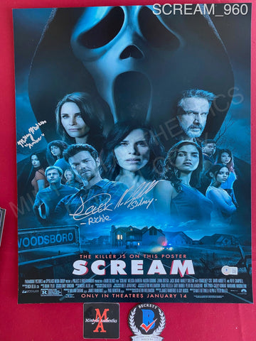 SCREAM_960 - 16x20 Photo Autographed By Jack Quaid, Mikey Madison & Neve Campbell
