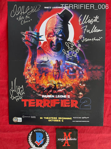TERRIFIER_006 - 11x14 Photo Autographed By David Howard Thornton, Lauren LaVera, Elliott Fullam & Leah Voysey